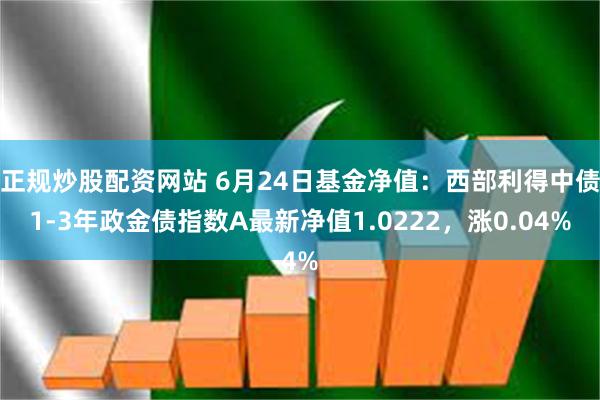 正规炒股配资网站 6月24日基金净值：西部利得中债1-3年政金债指数A最新净值1.0222，涨0.04%