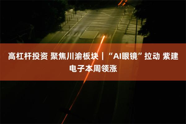 高杠杆投资 聚焦川渝板块｜“AI眼镜”拉动 紫建电子本周领涨